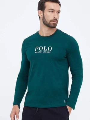 Polo Ralph Lauren longsleeve piżamowy bawełniany kolor zielony z nadrukiem