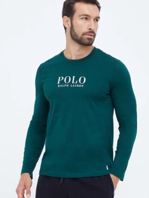 Zdjęcie produktu Polo Ralph Lauren longsleeve piżamowy bawełniany kolor zielony z nadrukiem