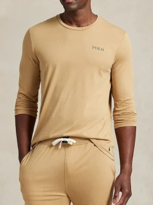 Polo Ralph Lauren longsleeve piżamowy bawełniany męska kolor beżowy gładka 714950582