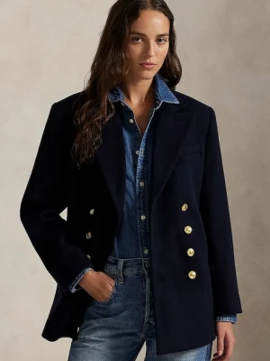 Polo Ralph Lauren marynarka wełniana kolor granatowy dwurzędowa gładka 211971388