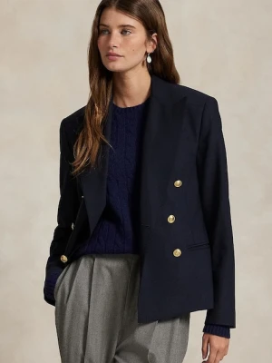 Polo Ralph Lauren marynarka z dodatkiem wełny kolor granatowy dwurzędowa gładka 211952571