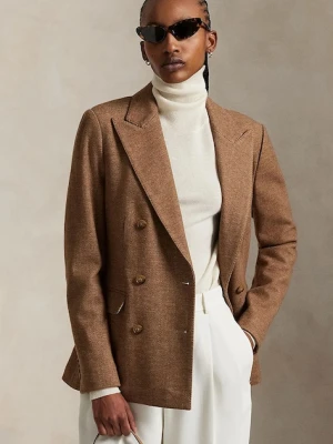 Polo Ralph Lauren marynarka z wełną kolor brązowy dwurzędowa gładka 211973828
