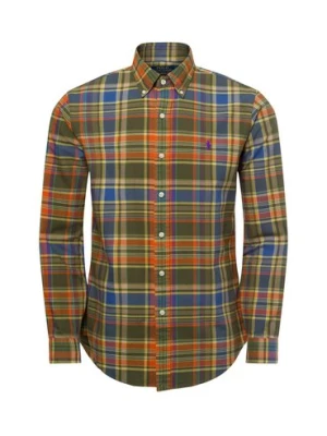 Polo Ralph Lauren Męska koszula casual Mężczyźni Comfort Fit Bawełna wielokolorowy|zielony w kratkę,