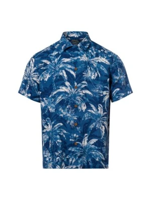 Polo Ralph Lauren Męska koszula casual Mężczyźni Comfort Fit len niebieski wzorzysty,