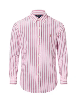 Polo Ralph Lauren Męska koszula casualowa - Custom Fit Mężczyźni Comfort Fit Bawełna różowy|biały w paski,