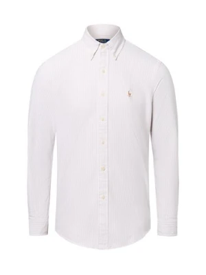 Polo Ralph Lauren Męska koszula casualowa - Custom Fit Mężczyźni Slim Fit Bawełna beżowy|biały w paski,