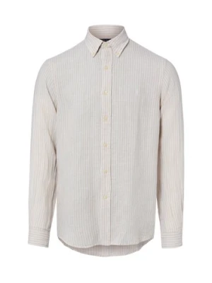 Polo Ralph Lauren Męska koszula lniana - Custom Fit Mężczyźni Modern Fit len (100%) beżowy w paski,