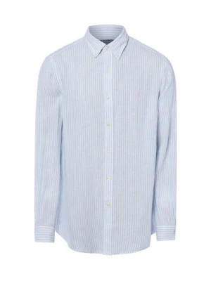 Polo Ralph Lauren Męska koszula lniana - Custom Fit Mężczyźni Modern Fit len (100%) biały w paski,