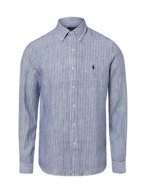 Polo Ralph Lauren Męska koszula lniana - Custom Fit Mężczyźni Modern Fit len (100%) niebieski|biały w paski,