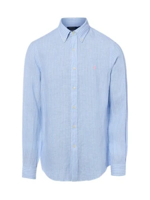Polo Ralph Lauren Męska koszula lniana - Custom Fit Mężczyźni Modern Fit len (100%) niebieski w paski,