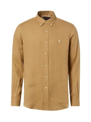 Polo Ralph Lauren Męska koszula lniana Mężczyźni Regular Fit len (100%) brązowy jednolity,
