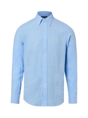 Polo Ralph Lauren Męska koszula lniana Mężczyźni Regular Fit len (100%) niebieski jednolity,