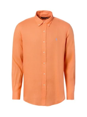 Polo Ralph Lauren Męska koszula lniana Mężczyźni Regular Fit len (100%) pomarańczowy jednolity,