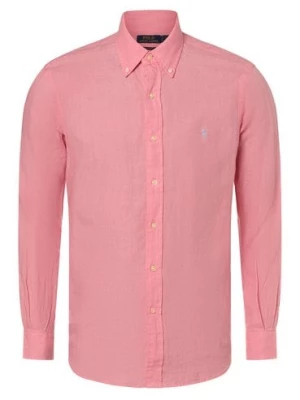 Polo Ralph Lauren Męska koszula lniana Mężczyźni Regular Fit len wyrazisty róż jednolity button down,