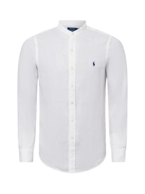 Polo Ralph Lauren Męska koszula lniana Mężczyźni Slim Fit len biały jednolity,