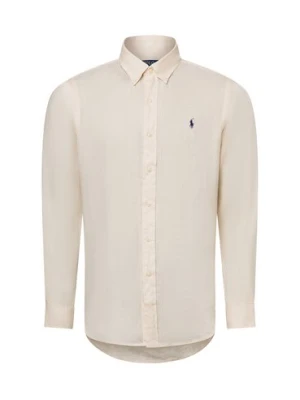Polo Ralph Lauren Męska koszula lniana na co dzień Mężczyźni Modern Fit len beżowy jednolity,