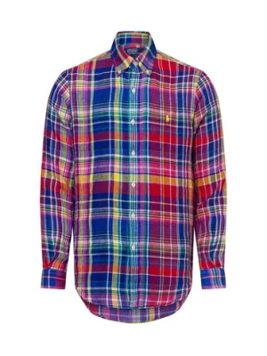 Polo Ralph Lauren Męska koszula lniana na co dzień Mężczyźni Modern Fit len niebieski|lila|czerwony w kratkę,
