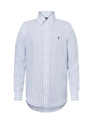 Polo Ralph Lauren Męska koszula lniana na co dzień Mężczyźni Modern Fit len niebieski w paski,
