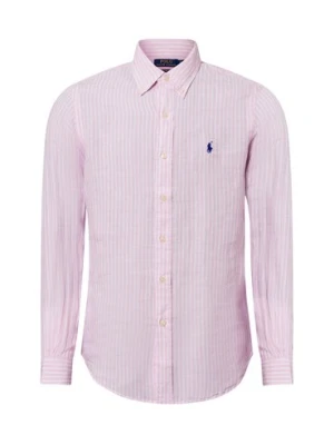 Zdjęcie produktu Polo Ralph Lauren Męska koszula lniana na co dzień Mężczyźni Modern Fit len różowy|biały w paski,