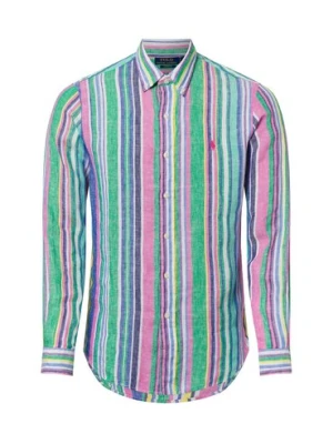 Polo Ralph Lauren Męska koszula lniana na co dzień Mężczyźni Modern Fit len wielokolorowy w paski,