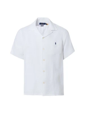 Polo Ralph Lauren Męska koszula lniana z krótkim rękawem Mężczyźni Regular Fit len (100%) biały jednolity,