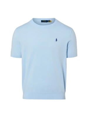 Polo Ralph Lauren Męska koszula z dzianiny Mężczyźni Bawełna (100%) niebieski jednolity,