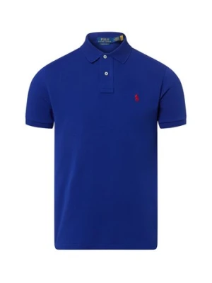 Polo Ralph Lauren Męska koszulka polo - Custom Slim Fit Mężczyźni Bawełna (100%) niebieski jednolity,