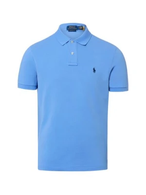 Polo Ralph Lauren Męska koszulka polo - Custom Slim Fit Mężczyźni Bawełna (100%) niebieski jednolity,