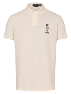 Polo Ralph Lauren Męska koszulka polo - Custom Slim Fit Mężczyźni Bawełna biały jednolity,