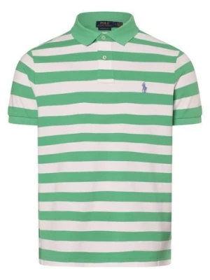 Polo Ralph Lauren Męska koszulka polo - Custom Slim Fit Mężczyźni Bawełna zielony|biały w paski,