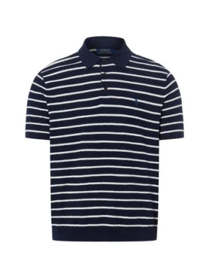 Polo Ralph Lauren Męska koszulka polo z cienkiej dzianiny Mężczyźni Bawełna niebieski,