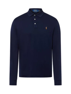 Polo Ralph Lauren Męska koszulka polo z długim rękawem Mężczyźni Bawełna niebieski jednolity,