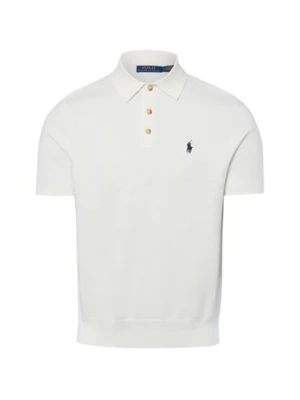 Polo Ralph Lauren Męska koszulka polo z dzianiny Mężczyźni drobna dzianina biały,