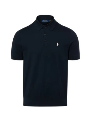 Polo Ralph Lauren Męska koszulka polo z dzianiny Mężczyźni drobna dzianina niebieski,