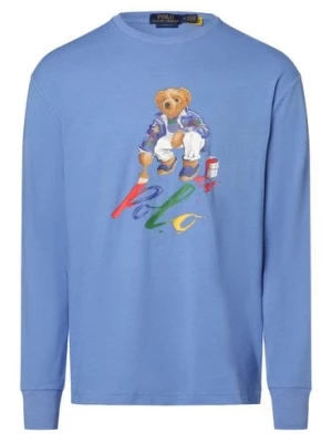 Polo Ralph Lauren Męska koszulka z długim rękawem Mężczyźni Bawełna niebieski jednolity,
