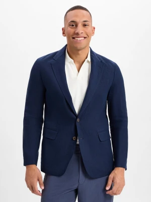 Polo Ralph Lauren Męska kurtka rekreacyjna Mężczyźni Modern Fit len niebieski jednolity,
