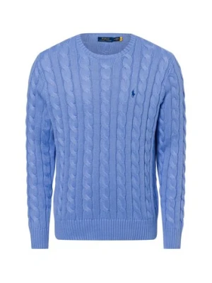 Polo Ralph Lauren Męski sweter Mężczyźni Bawełna niebieski jednolity,