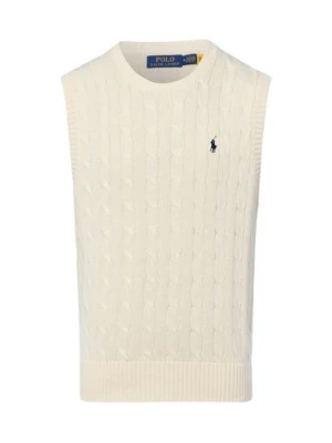 Polo Ralph Lauren Męski sweter z dzianiny Mężczyźni Bawełna biały jednolity,