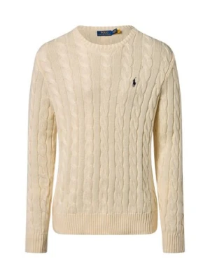 Polo Ralph Lauren Męski sweter z dzianiny Mężczyźni Bawełna biały jednolity,