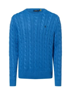 Zdjęcie produktu Polo Ralph Lauren Męski sweter z dzianiny Mężczyźni Bawełna niebieski jednolity,