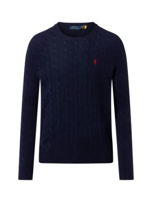 Polo Ralph Lauren Męski sweter z dzianiny z zawartością kaszmiru Mężczyźni Wełna niebieski jednolity,