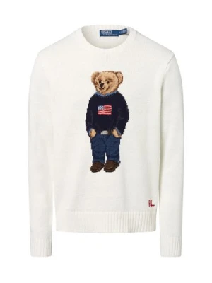 Polo Ralph Lauren Męski sweter z dzianiny z zawartością lnu Mężczyźni len biały jednolity,