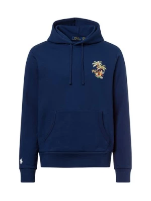 Polo Ralph Lauren Męski sweter z kapturem Mężczyźni Bawełna niebieski jednolity,