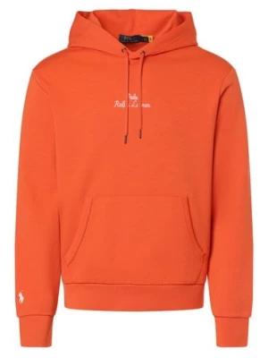 Polo Ralph Lauren Męski sweter z kapturem Mężczyźni Bawełna pomarańczowy jednolity,