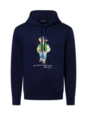 Polo Ralph Lauren Męski sweter z kapturem Mężczyźni Materiał dresowy niebieski nadruk,