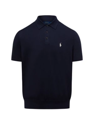 Polo Ralph Lauren Męski sweter z krótkim rękawem Mężczyźni Bawełna niebieski jednolity,