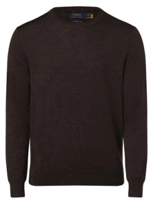 Polo Ralph Lauren Męski sweter z wełny merino Mężczyźni Wełna merino brązowy marmurkowy,
