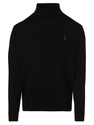 Polo Ralph Lauren Męski sweter z wełny merino Mężczyźni Wełna merino czarny jednolity,
