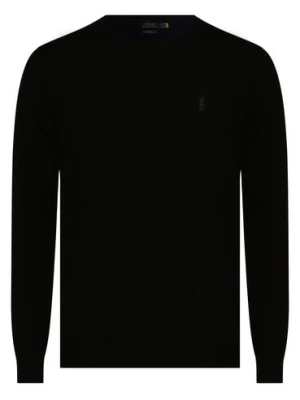 Polo Ralph Lauren Męski sweter z wełny merino Mężczyźni Wełna merino czarny jednolity,