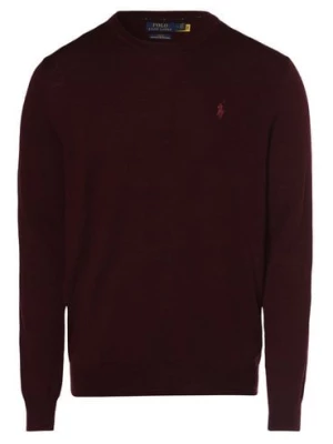 Polo Ralph Lauren Męski sweter z wełny merino Mężczyźni Wełna merino czerwony jednolity,